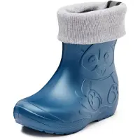 Ladeheid Kinder Regenlaarzen - Gevoerd en Waterdicht - EVA - LA-CA-Panda249 - Metaal Blauw-2 - 30/31