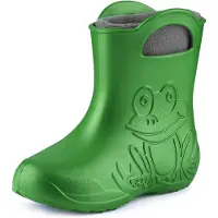 Ladeheid LA-CA-FrogWinter Kinder Regenlaarzen - Rubber - met Binnenschoen - EVA - Wasbare Binnenschoen - Smaragdgroen/Grijs - 22/23