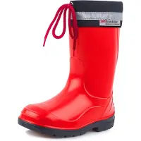 Ladeheid Kinder Regenlaarzen - Rubber - Hoog met Veters - PVC - Waterdicht – Rood Zwart – 27 - LA-LMG-972-Kim