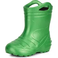 Ladeheid LA-KL-051 Kinder Regenlaarzen - Rubber - met Binnenschoen en Grepen - Waterdicht - EVA - Wasbare Binnenschoen – Smaragdgroen – 24
