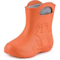 Ladeheid LA-CA-FrogWinter Kinder Regenlaarzen - Rubber - met Binnenschoen - EVA - Wasbare Binnenschoen - Oranje/Grijs - 22/23