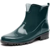 Ladeheid LA-LMG-930-Elke Dames Regenlaarzen - Rubber - Enkelhoogte - PVC - Waterdicht – Donkergroen – 41