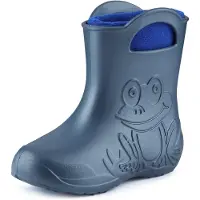 Ladeheid LA-CA-FrogWinter Kinder Regenlaarzen - Rubber - met Binnenschoen - EVA - Wasbare Binnenschoen - Metallic blauw/Navy blauw-2 - 30/31