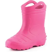 Ladeheid LA-KL-051 Kinder Regenlaarzen - Rubber - met Binnenschoen en Grepen - Waterdicht - EVA - Wasbare Binnenschoen – Lichtroze – 35