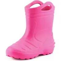 Ladeheid LA-KL-051 Kinder Regenlaarzen - Rubber - met Binnenschoen en Grepen - Waterdicht - EVA - Wasbare Binnenschoen – Lichtroze – 25