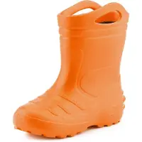 Ladeheid LA-KL-051 Kinder Regenlaarzen - Rubber - met Binnenschoen en Grepen - Waterdicht - EVA - Wasbare Binnenschoen – Oranje – 28