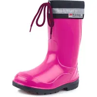 Ladeheid Kinder Regenlaarzen - Rubber - Hoog met Veters - PVC - Waterdicht – Fuchsia Zwart – 24 - LA-LMG-972-Kim