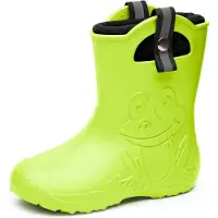 Ladeheid Kinder Regenlaarzen – Lichtgewicht Rubberen – Laarzen – Thermovoering – Meisjes – Jongens – Antislip – Regenlaarzen – Kinder – Limone – 32/33 - LA-CA-Frog245
