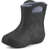 Ladeheid LA-CA-FrogWinter Kinder Regenlaarzen - Rubber - met Binnenschoen - EVA - Wasbare Binnenschoen - Karbon/Grau - 34/35