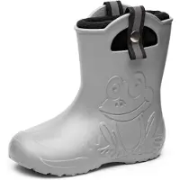 Ladeheid Kinder Regenlaarzen – Lichtgewicht Rubberen – Laarzen – Thermovoering – Meisjes – Jongens – Antislip – Regenlaarzen – Kinder – Grijs – 32/33 - LA-CA-Frog245