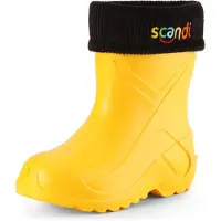 Ladeheid Kinder Regenlaarzen - Gevoerd en Waterdicht Vederlicht - EVA - LA-LMG-763-Scandi - Geel1/Zwart - 27