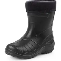 Ladeheid LA-KL-050 Kinder Regenlaarzen - Rubber - met Binnenschoen - EVA - Wasbare Binnenschoen - Zwart - 34
