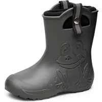 Ladeheid Kinder Regenlaarzen – Lichtgewicht Rubberen – Laarzen – Thermovoering – Meisjes – Jongens – Antislip – Regenlaarzen – Kinder – Carbone – 34/35 - LA-CA-Frog245
