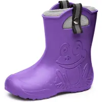 Ladeheid Kinder Regenlaarzen – Lichtgewicht Rubberen – Laarzen – Thermovoering – Meisjes – Jongens – Antislip – Regenlaarzen – Kinder – Lila – 32/33 - LA-CA-Frog245