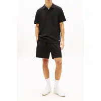 Tommy Hilfiger Heren Regular Wafel Polo Shirt Zwart