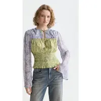 Scotch & Soda Smocked Waist Top Dancer Lavender Maat: 36 | Longsleeves Outlet | Dames