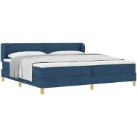 vidaXL Boxspringbed met hoofdeinde, blauw, 200 x 200 cm, gestoffeerd
