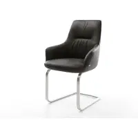 DELIFE Sledemodel Zelia-Flex met armleuning microvelours antraciet vintage sledemodel vlak roestvrij staal pocketveer kern