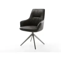 DELIFE Draaistoel Zelia-Flex met armleuning microvelours antraciet vintage kruisframe breed grafiet 360° draaibaar rocker-functie pocketveer kern