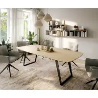 DELIFE Eettafel Edge Boot 260x120 cm Keramiek Laminam Sabbia Eichefarbig Metaal Schräg Zwart