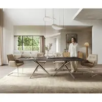 DELIFE Eettafel Edge Boot 260x120 cm Keramiek Laminam Nero Greco Anthrazit Estelar rond Roestvrij staal