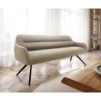 DELIFE Eetkamerbank Taya-Flex 200 cm bouclé mud hoekig kruisframe zwart pocketvering