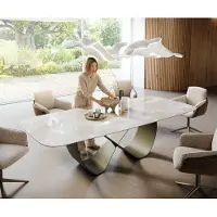 DELIFE Eetkamertafel Edge Boot 270x120 cm Keramiek Iris FMG Onice Grigio Infinity Metaal Effectafwerking Titan
