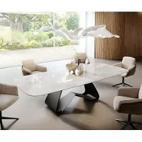 DELIFE Eetkamertafel Edge Boot 270x120 cm Keramiek Iris FMG Onice Grigio W-onderstel Metaal Zwart