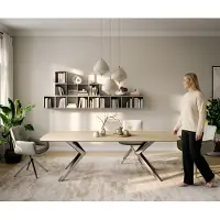 DELIFE Eettafel Edge Boot 260x120 cm Keramiek Laminam Sabbia Eichefarbig Zenthara hoekig Roestvrij staal