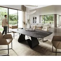DELIFE Eettafel Edge Boot 260x120 cm Keramiek Laminam Nero Greco Anthrazit W-onderstel Metaal Zwart