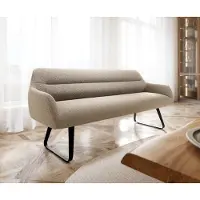 DELIFE Eetkamerbank Taya-Flex 200 cm bouclé mud platte sledebasis zwart pocketvering