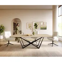 DELIFE Eettafel Edge Boot 240x120 cm Keramiek Laminam Sabbia Eichefarbig Spider Flachstahl Zwart