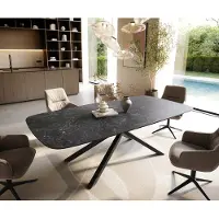 DELIFE Eettafel Edge Boot 240x120 cm Keramiek Laminam Nero Greco Anthrazit kruisonderstel Rechthoek Zwart