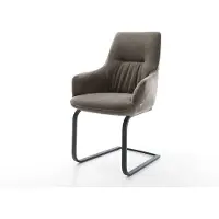 DELIFE Sledemodel Zelia-Flex met armleuning zachte stof met structuur taupe sledemodel vlak zwart pocketveer kern