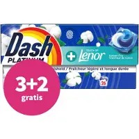 Dash 3+2 Gratis: Wasmiddelcapsules 4in1 Pods Katoen Fris 26 Stuks