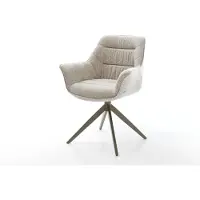 DELIFE Draaistoel Kaira-Flex geweven stof beige kruisframe breed afwerking met titanium 360° draaibaar rocker-functie