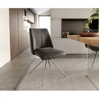 DELIFE Draaistoel Elso-Flex microvelours antraciet vintage kruisframe conisch roestvrij staal 180° draaibaar pocketveer kern