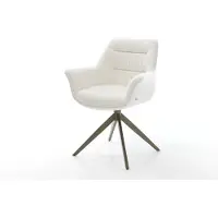 DELIFE Draaistoel Kaira-Flex bouclé zacht beige kruisframe breed afwerking met titanium 360° draaibaar rocker-functie
