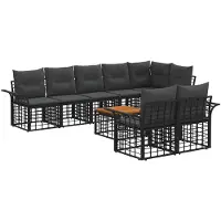 vidaXL Buiten bank set 9 st Zwart en Donker Grijs poly rattan