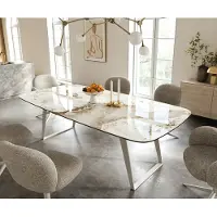 DELIFE Eettafel Edge Boot 240x120 cm Keramiek Minas Melange Wit-Beige Metaal Schräg Wit