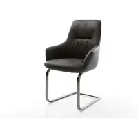 DELIFE Sledemodel Zelia-Flex met armleuning microvelours antraciet vintage sledemodel vlak grafiet pocketveer kern