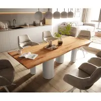 DELIFE Eetkamertafel Edge 260x100 acacia natuurPilier metaal wit Live-Edge
