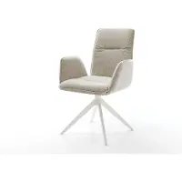 DELIFE Draaistoel Vinja-Flex geweven stof beige kruisframe breed wit 360° draaibaar rocker-functie
