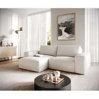 DELIFE Hoeksofa Lanzo 230x155 cm bouclé crème-wit met variabele recamière