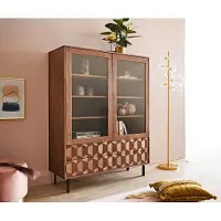 DELIFE Vitrinekast Fevo 115x150 cm acacia bruin L-poot