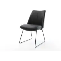 DELIFE Eetkamerstoel Elso-Flex echt leer zwart slipframe zwart pocketveer kern