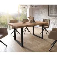 DELIFE Eettafel Edge 160x90 XL acacia natuur skid zwart Live-Edge
