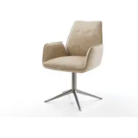 DELIFE Draaistoel Zoa-Flex microvelours beige vintage kruispoot grafiet 360° draaibaar rocker-functie pocketveer kern