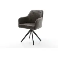 DELIFE Eetkamerstoel Greg-Flex microvelours antraciet vintage kruisframe hoekig zwart pocketveer kern