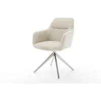 DELIFE Draaistoel Pejo-Flex koord beige kruisframe breed roestvrij staal 360° draaibaar rocker-functie pocketveer kern